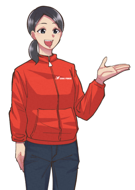 案内する女性
